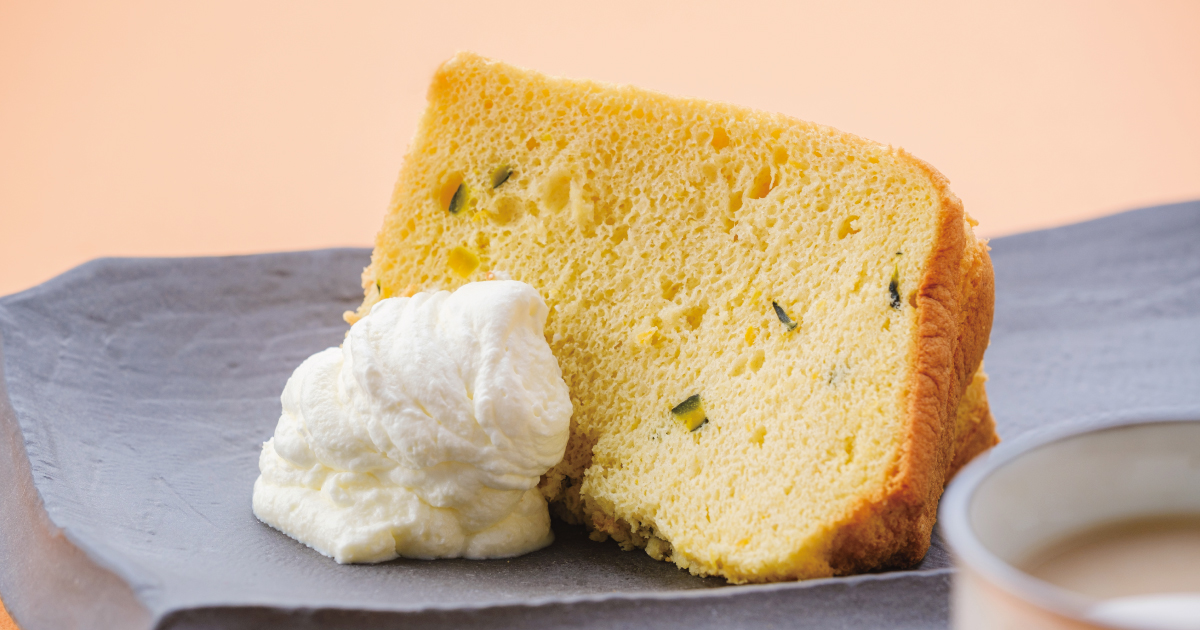 かぼちゃを丸ごと使った「お陽さまのシフォン かぼちゃ」汐風カフェ10月限定